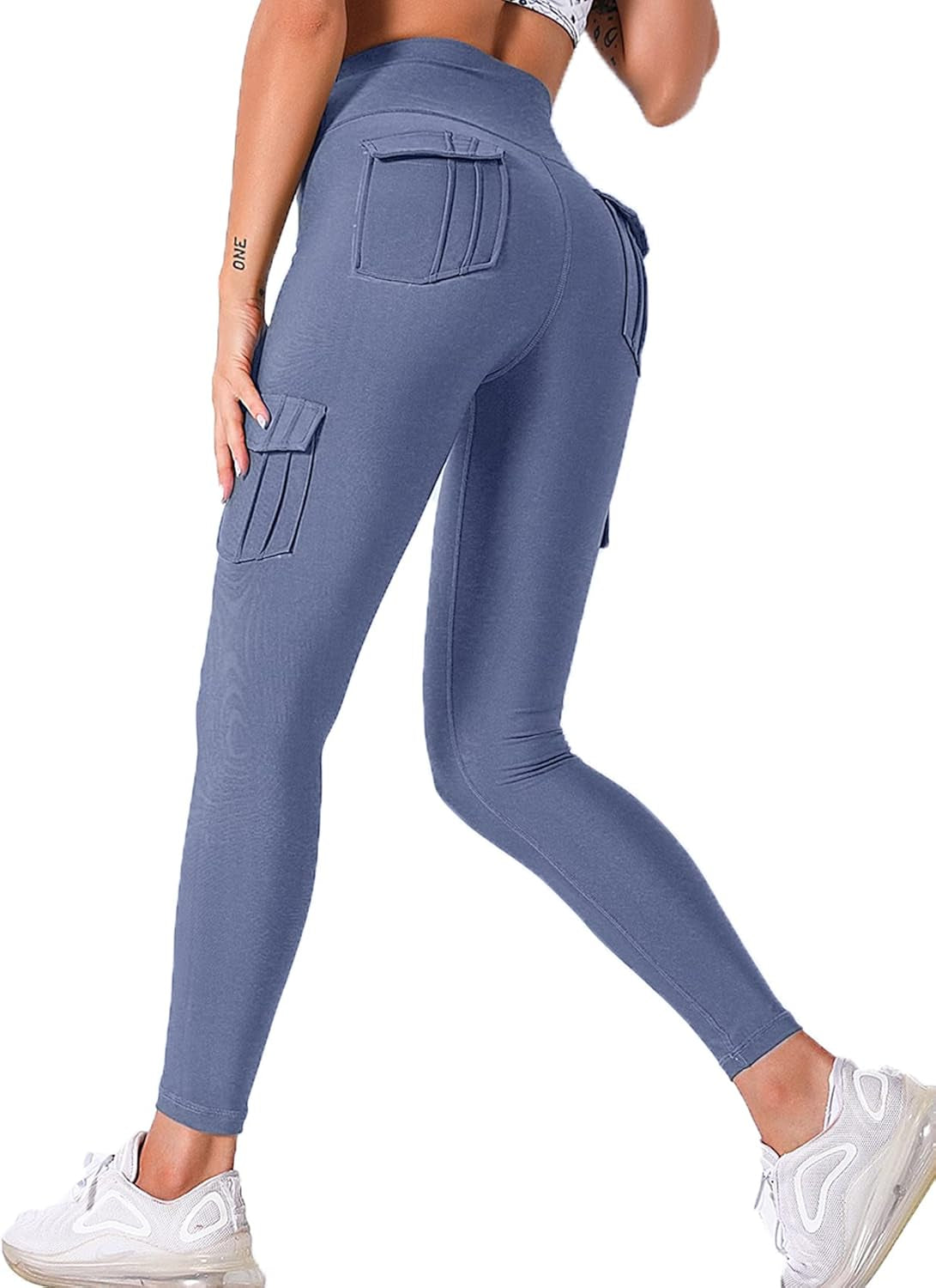 Cargo Leggings with Pockets for Women High Waisted Yoga Workout Lounge Pants XS-2XL