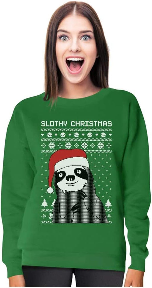 Slothy Christmas Ugly Christmas Sweater Sloth Women Sweatshirt