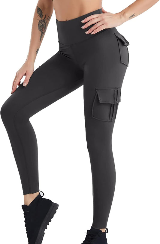 Cargo Leggings with Pockets for Women High Waisted Yoga Workout Lounge Pants XS-2XL